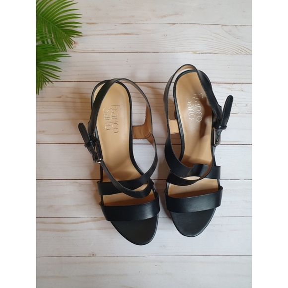 Franco Sarto Stallion Strappy Criss Cross Cork Wedge Sandal, Platform, Black, 9 - Picture 2 of 7